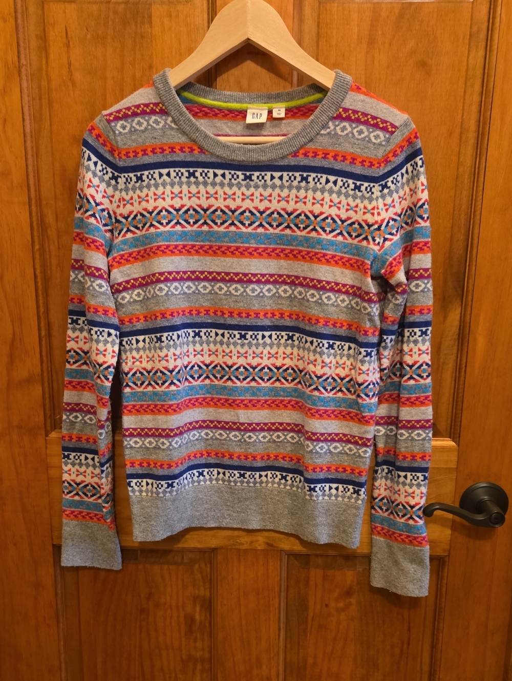 GAP Womens Soft Multicolor Fair Isle Crewneck Sweater Size XS